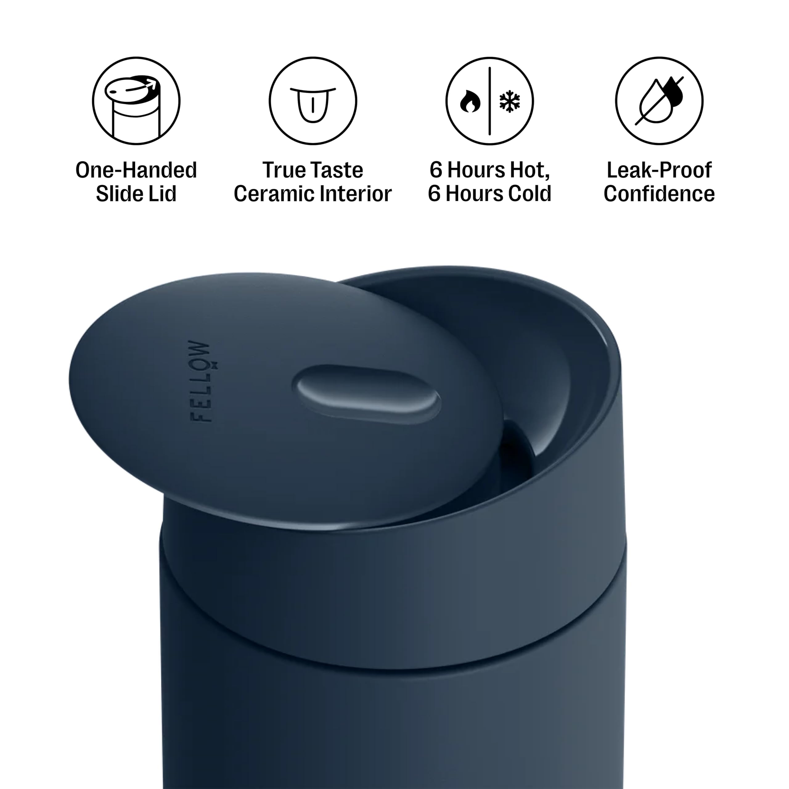 Fellow Carter Slide ceramic interior close-up showing neutral surface for pure coffee taste