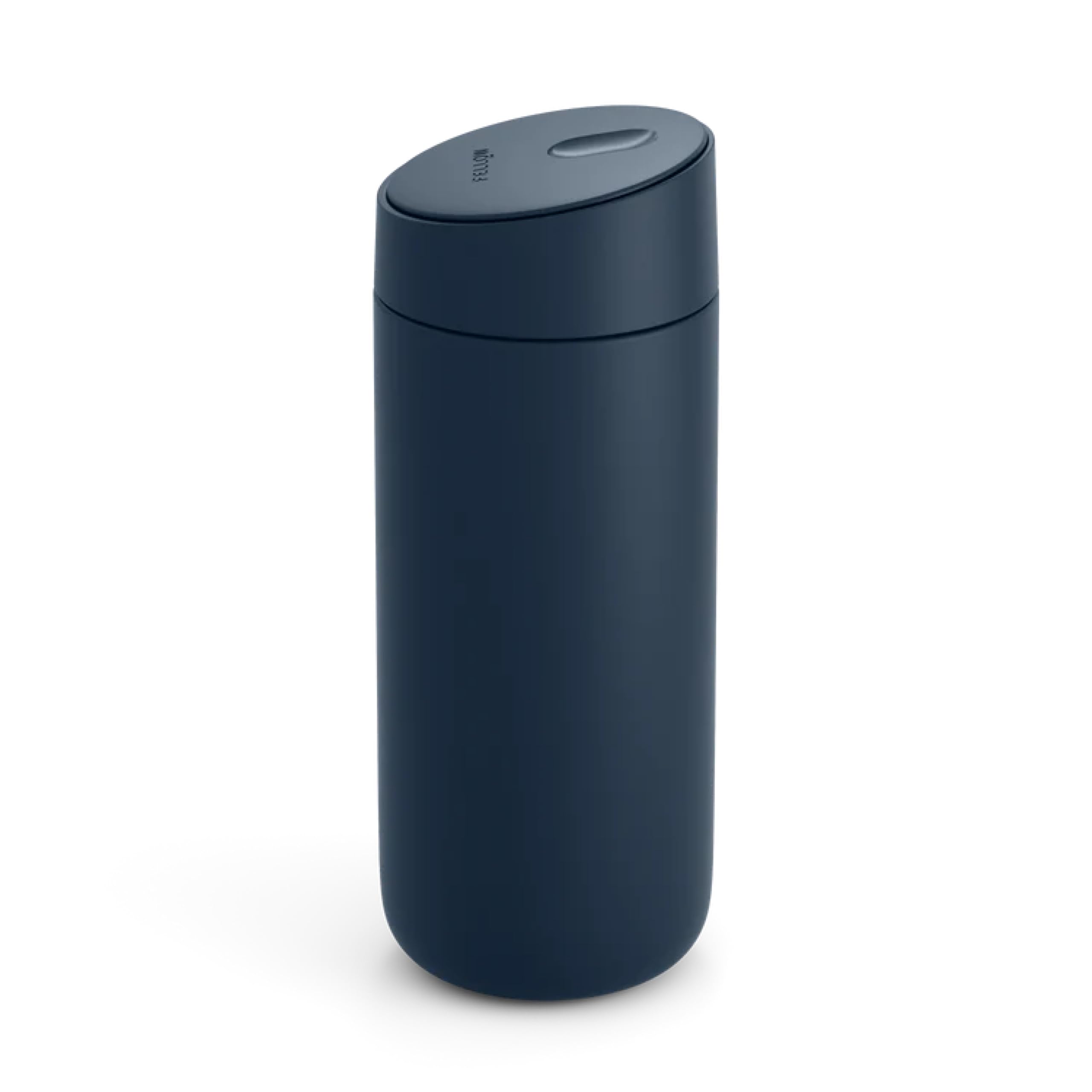 Fellow Carter Slide front view in stone blue showing sleek travel mug design and portability