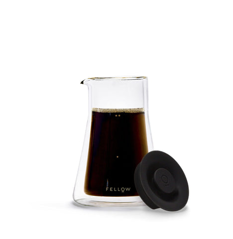 Fellow Stagg front view carafe showing sleek beaker shape and clean aesthetic