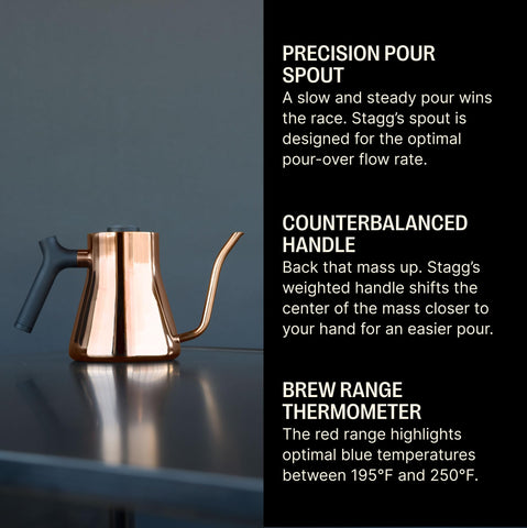 Fellow Stagg fluted precision spout closeup for steady, controlled pouring