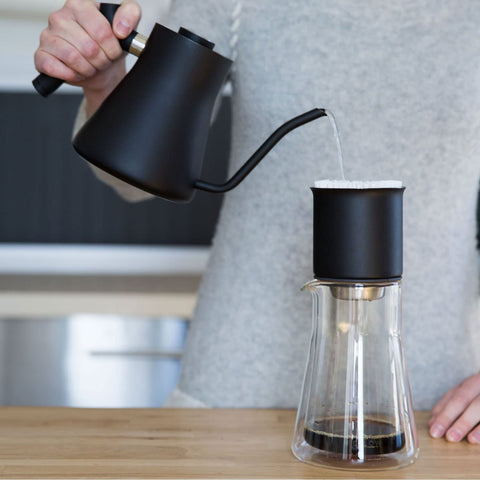 Fellow Stagg staged on a coffee bar showing cohesive style with Stagg line