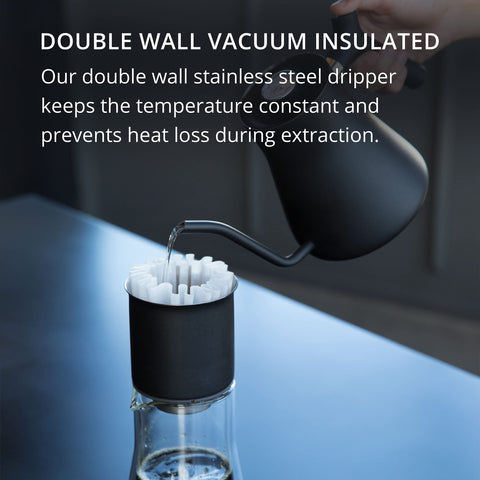 Fellow Stagg carafe double-wall detail demonstrating insulation and temperature benefit