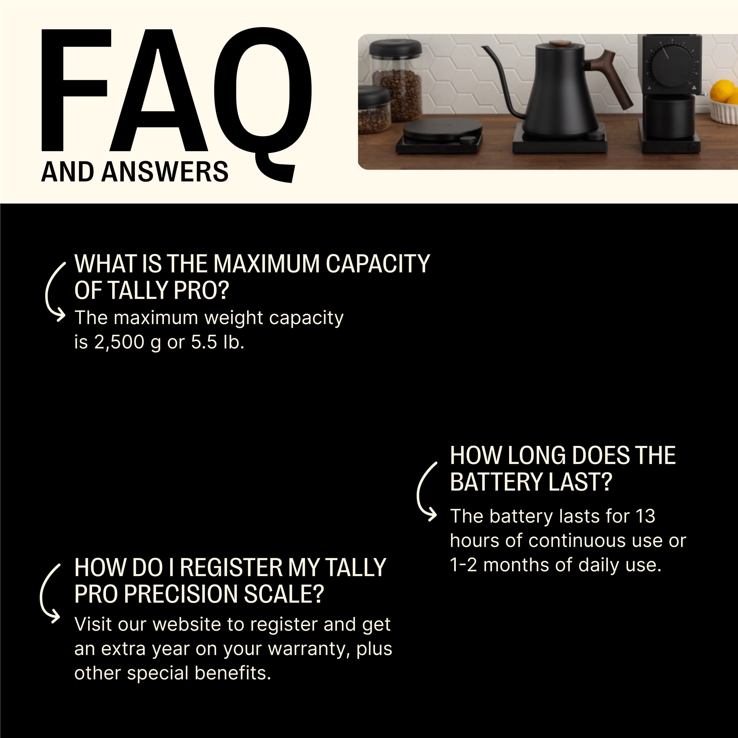 Fellow Tally Pro removable weigh pan detail for easy cleaning and hygienic brewing benefit