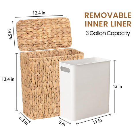 Felthrith wicker trash can with lid closed preventing odors and spills