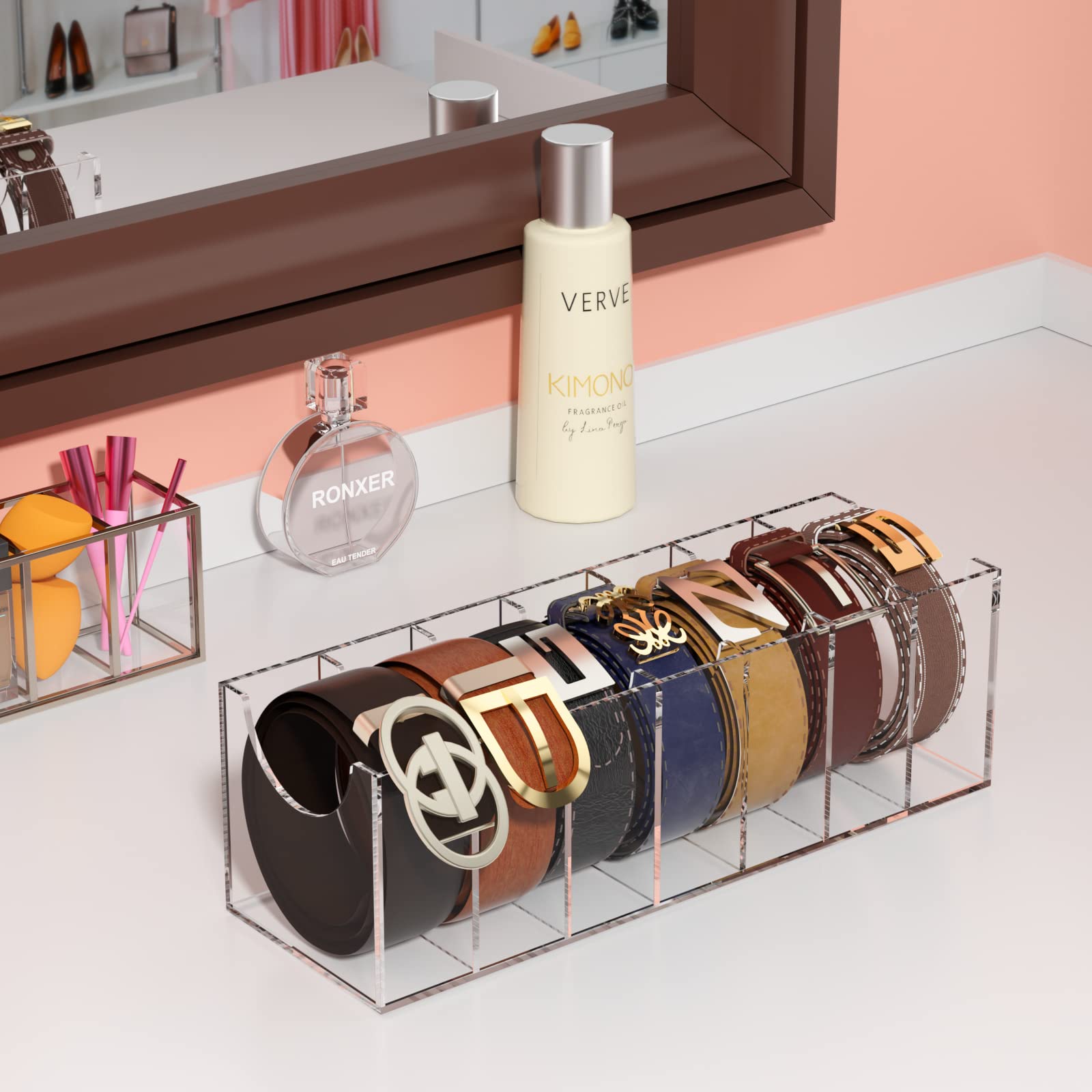 FEMELI storing ties and jewelry to show multiuse organization