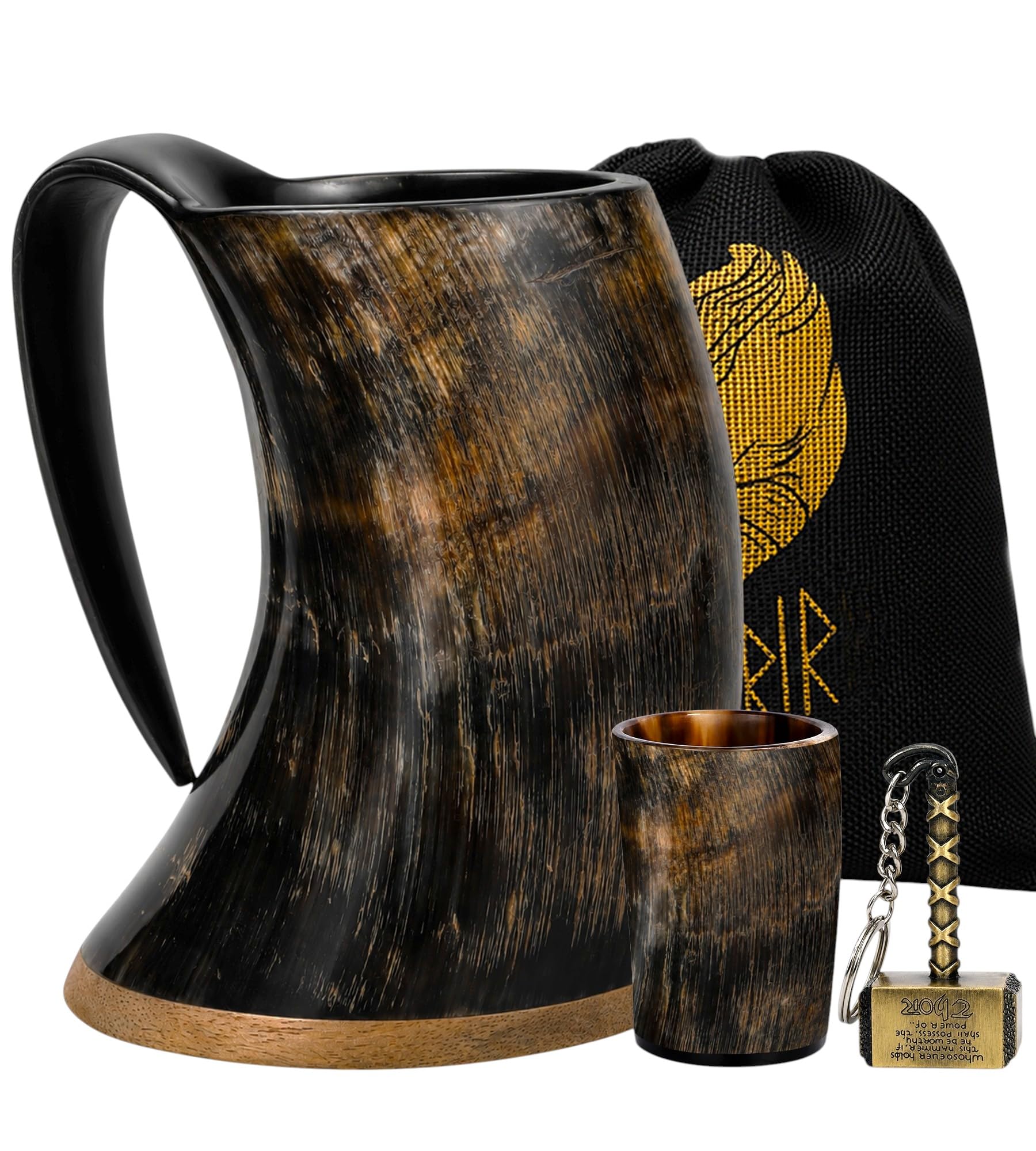 FENRIR horn mug front view showing authentic handcrafted look and durable finish