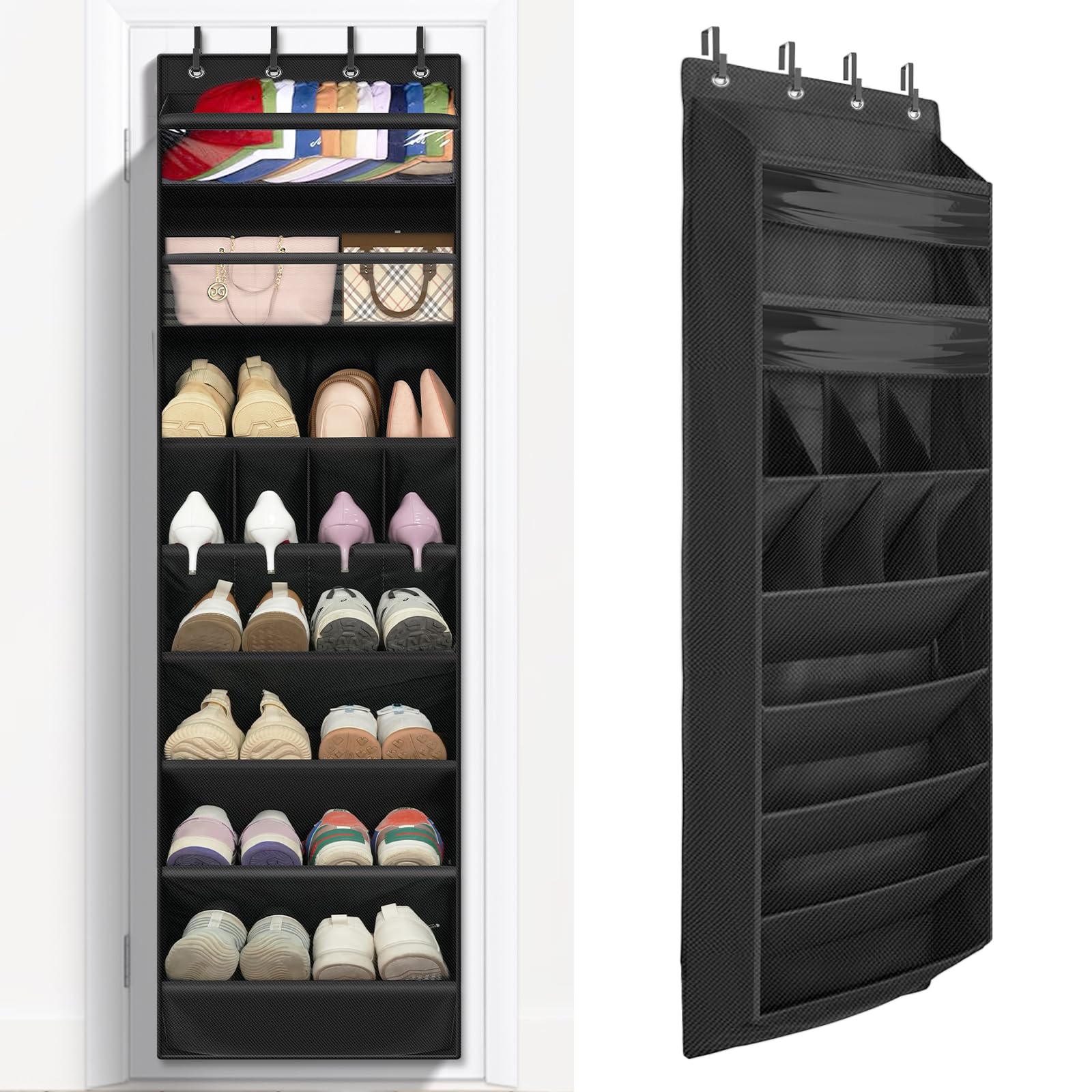 FENTEC front view showing full 8-shelf organizer and tidy shoes