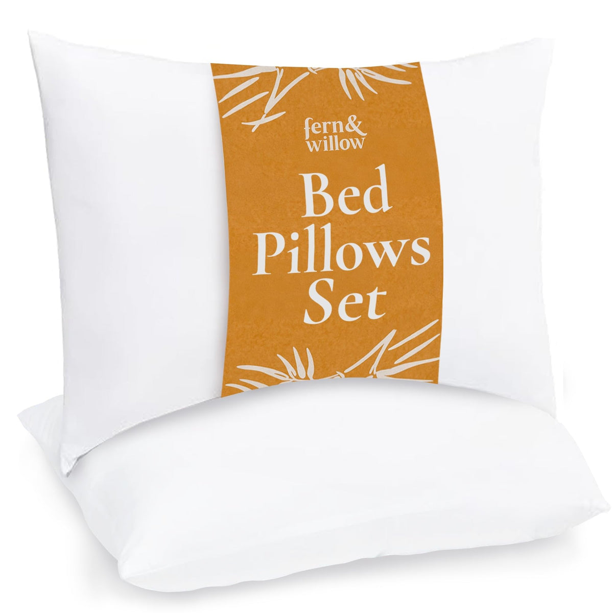 Fern and Willow front view of two queen pillows showcasing plush comfort