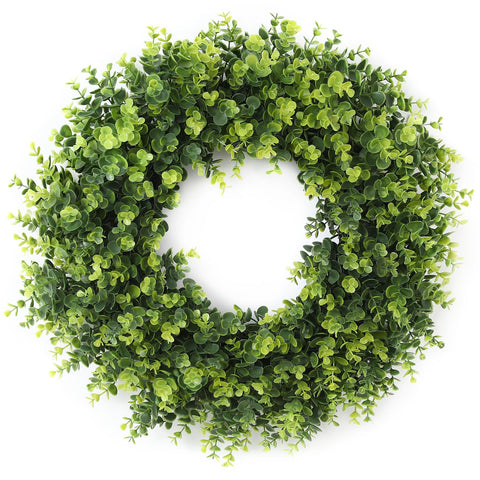 FestalMart boxwood wreath front view enhancing curb appeal