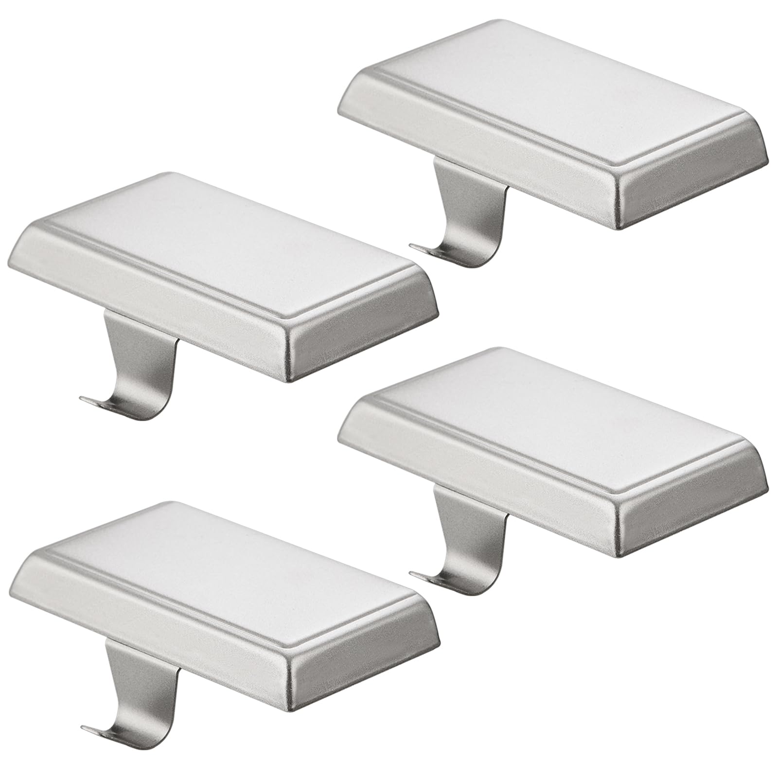 Festanlee front view of silver stocking holders showing neat display benefit