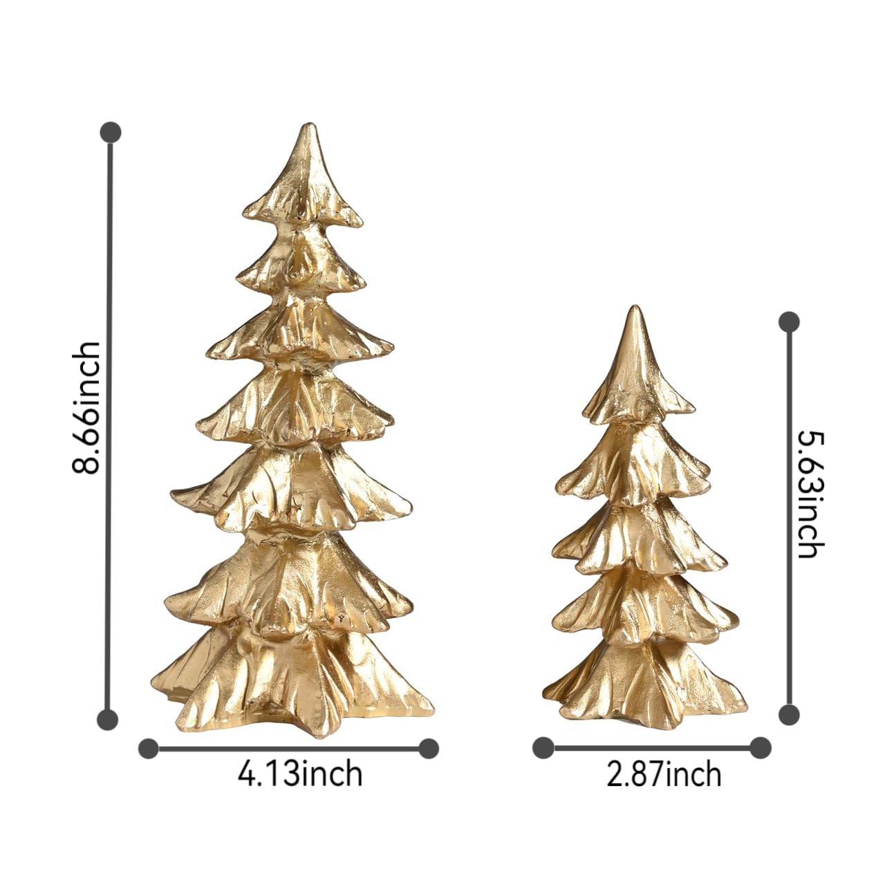 FESTGLOX mantel styling with gold trees adds warm seasonal charm