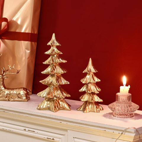 FESTGLOX trees beside ruler for scale shows compact tabletop size