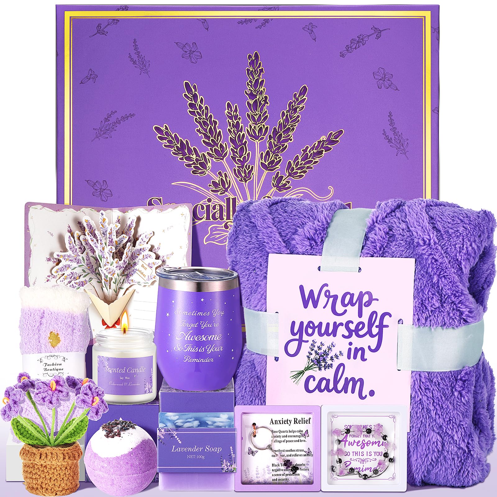 Fesveoke front view of lavender gift box showing ready-to-gift presentation and elegance