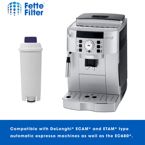Fette Filter cartridge installed in DeLonghi reservoir preventing scale