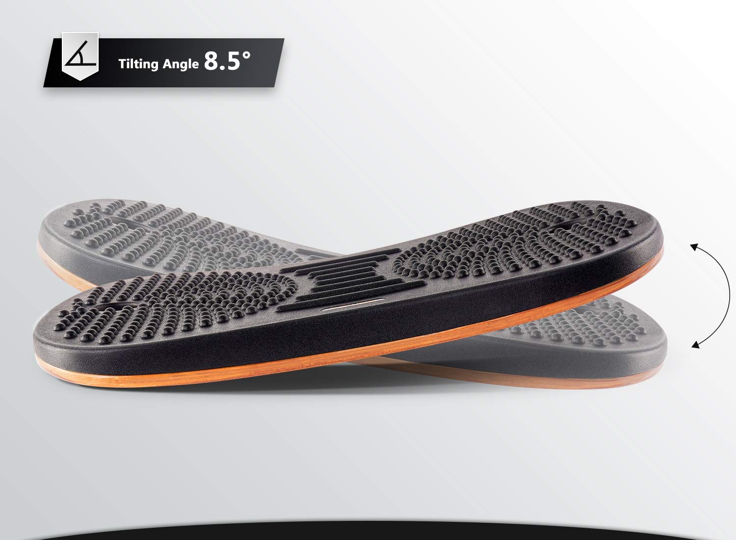 FEZIBO size comparison with shoes showing compact portability advantage