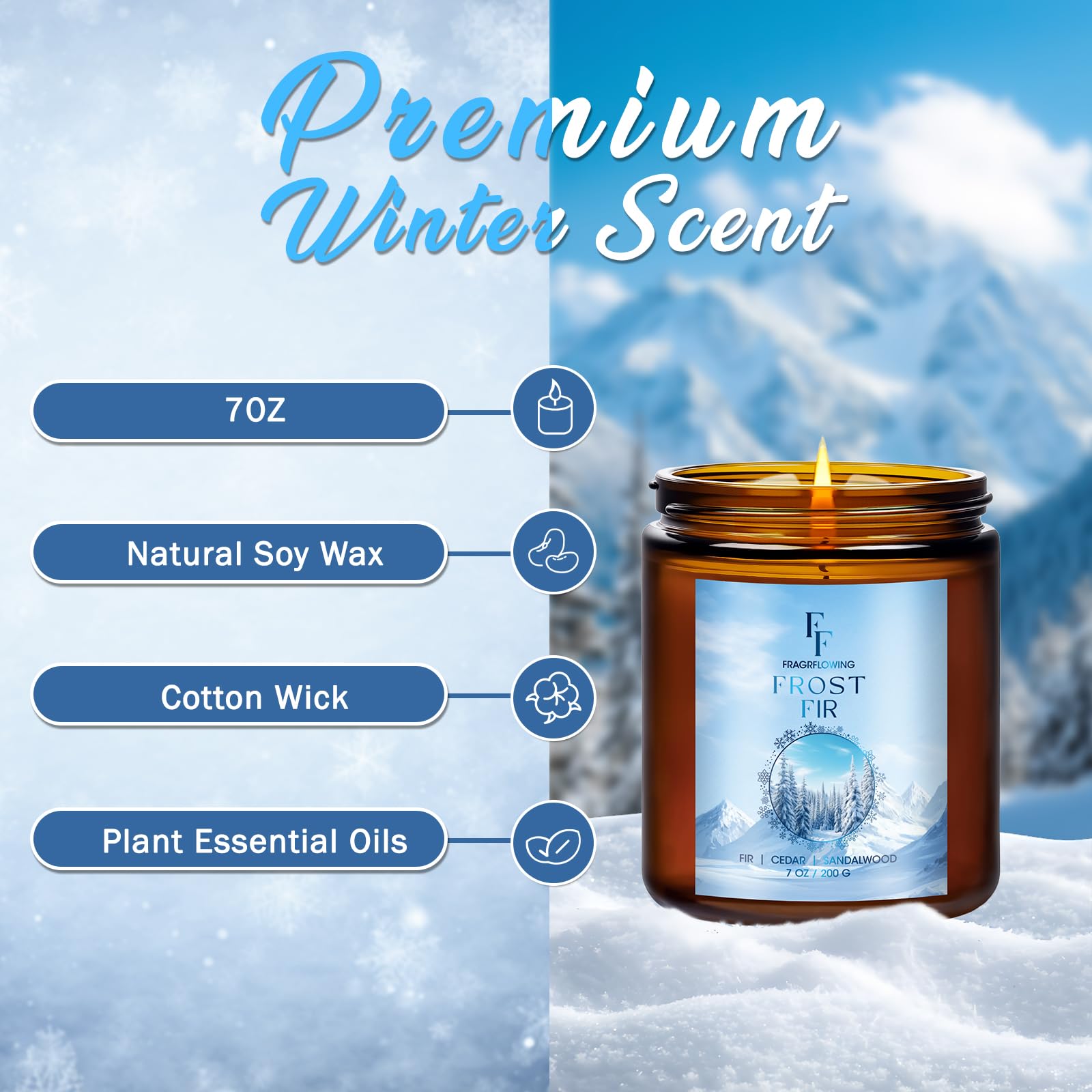 FF FRAGRFLOWING Frosted Fir close-up showing textured wax and natural pine appeal