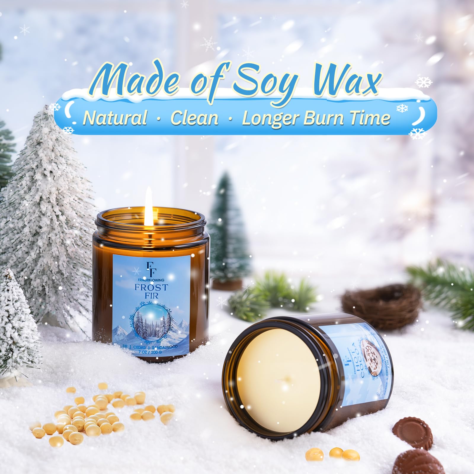 FF FRAGRFLOWING Hot Cocoa candle detail with rich wax tones for cozy warmth