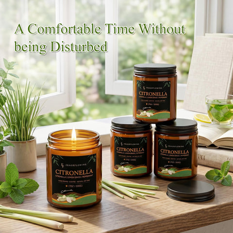 FF FRAGRFLOWING jar next to coffee mug showing compact size and portability