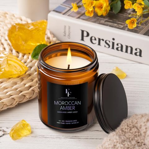 FF FRAGRFLOWING wick and flame detail showing cotton wick and clean flame for longer burn