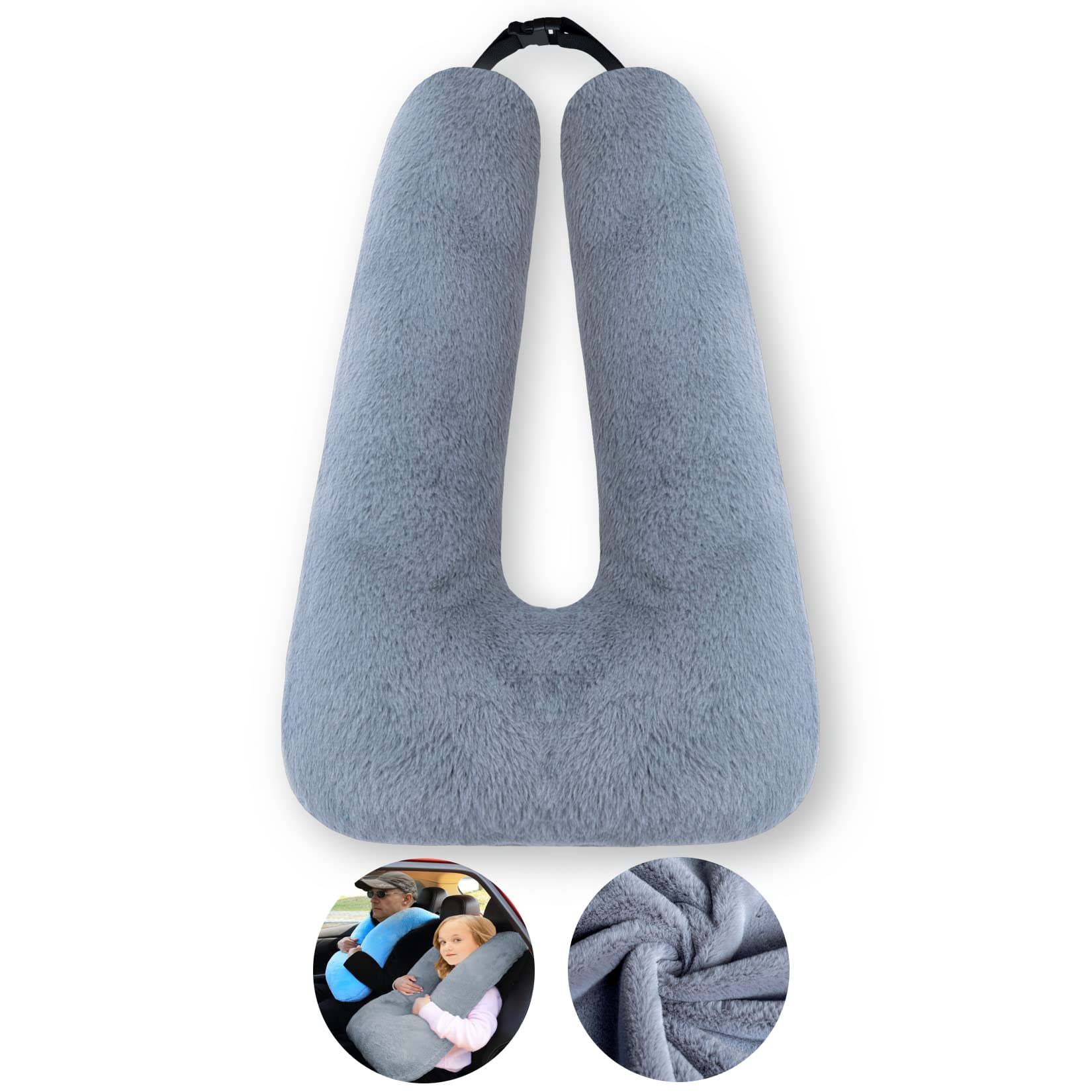 FHSGGP front view of dark gray travel pillow showing clean design and comfort