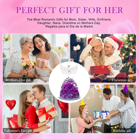 FIACO gift box open with rose angel inside ready to gift and include personal card