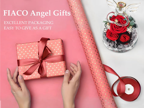 FIACO gift box packaging ready to give and protect the preserved rose angel as a present