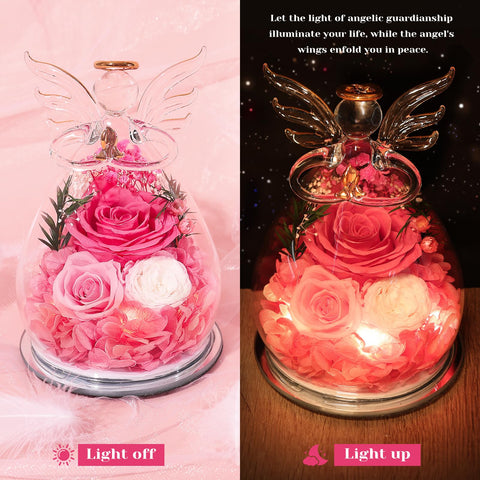 FIACO angel lit by warm LED lights creating cozy ambiance and romantic atmosphere