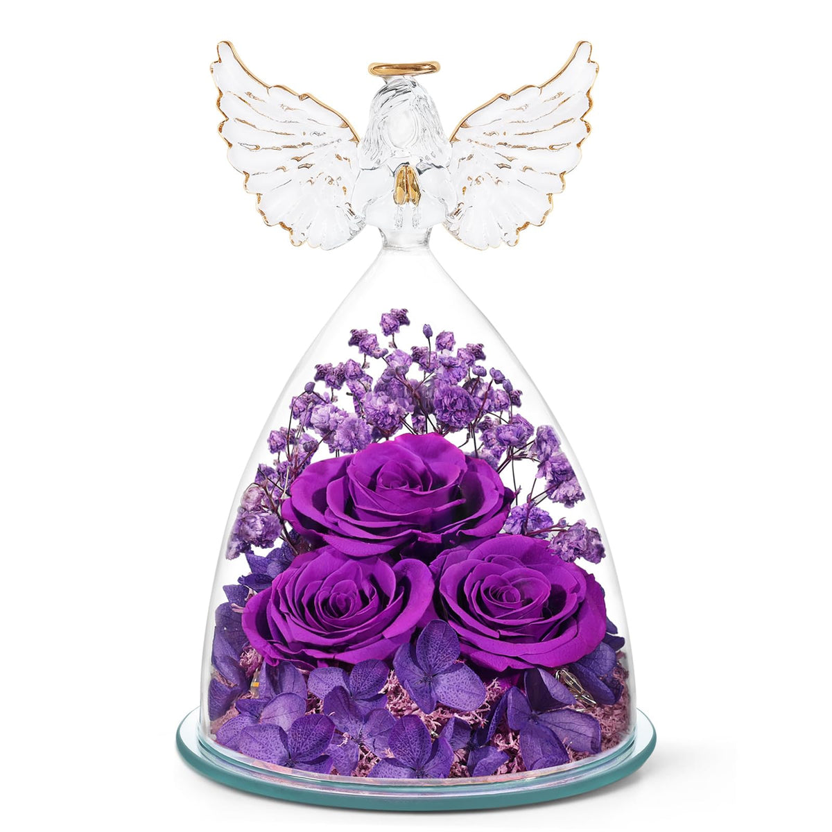 FIACO preserved rose angel front display showing elegant gift presentation and lasting beauty