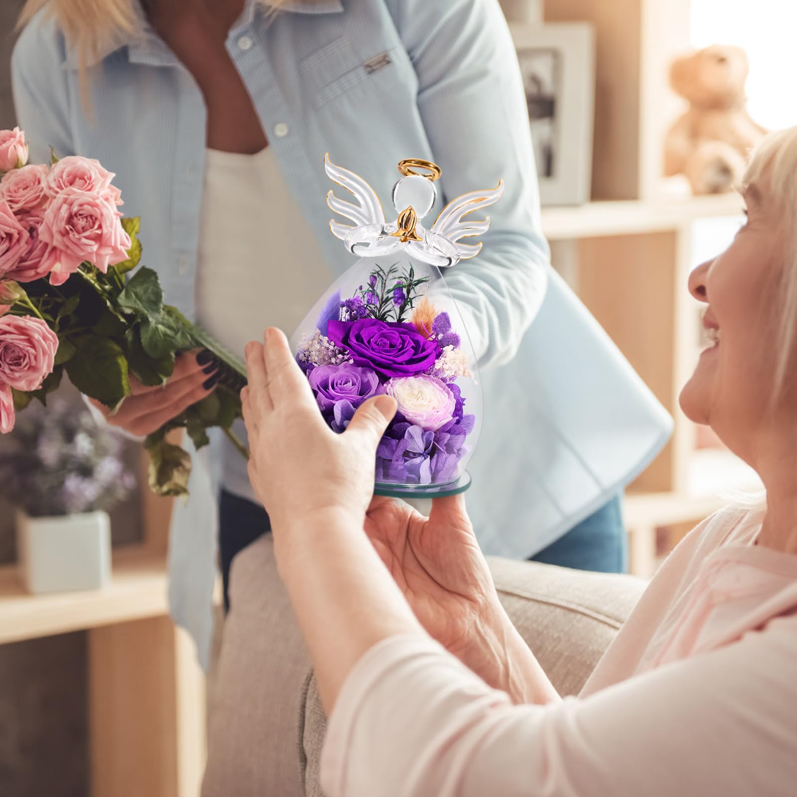 FIACO size comparison in hand showing compact keepsake fits bedside and shelf spaces