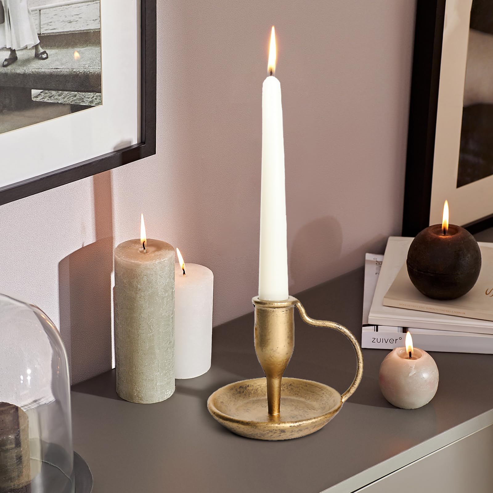 FIAHOSEY brass base detail showing elegant finish and secure candle fit
