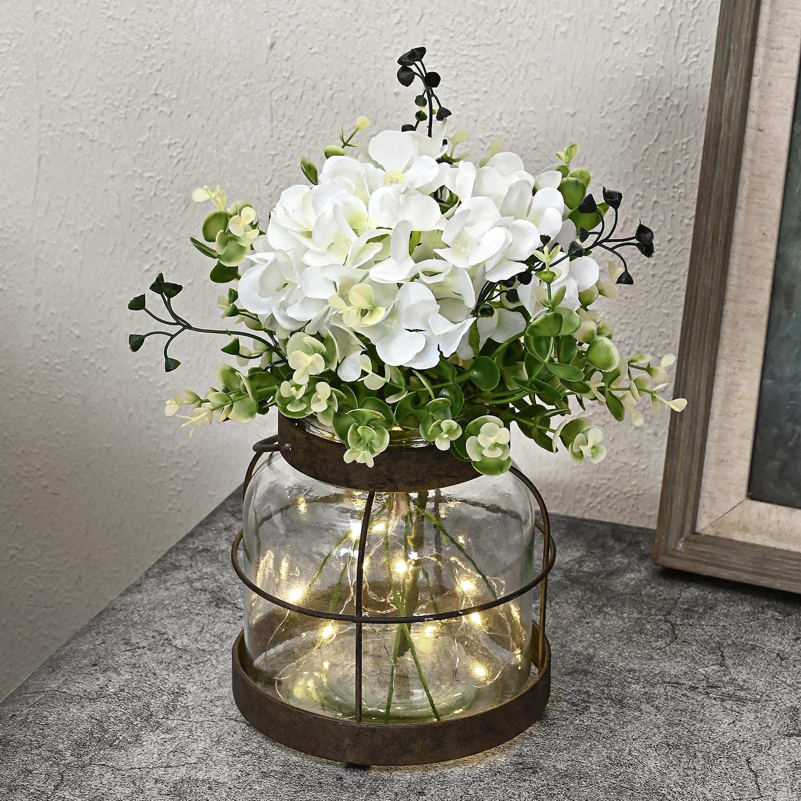 FIAHOSEY front view glass lantern vase showing vintage look and instant decor