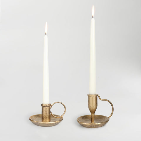 FIAHOSEY front view pair showing vintage brass and iron contrast and stable bases