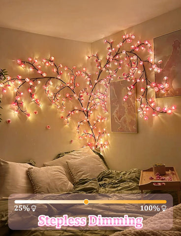 FIALAME close-up of pink petals and LED bead highlighting realistic texture and warm glow