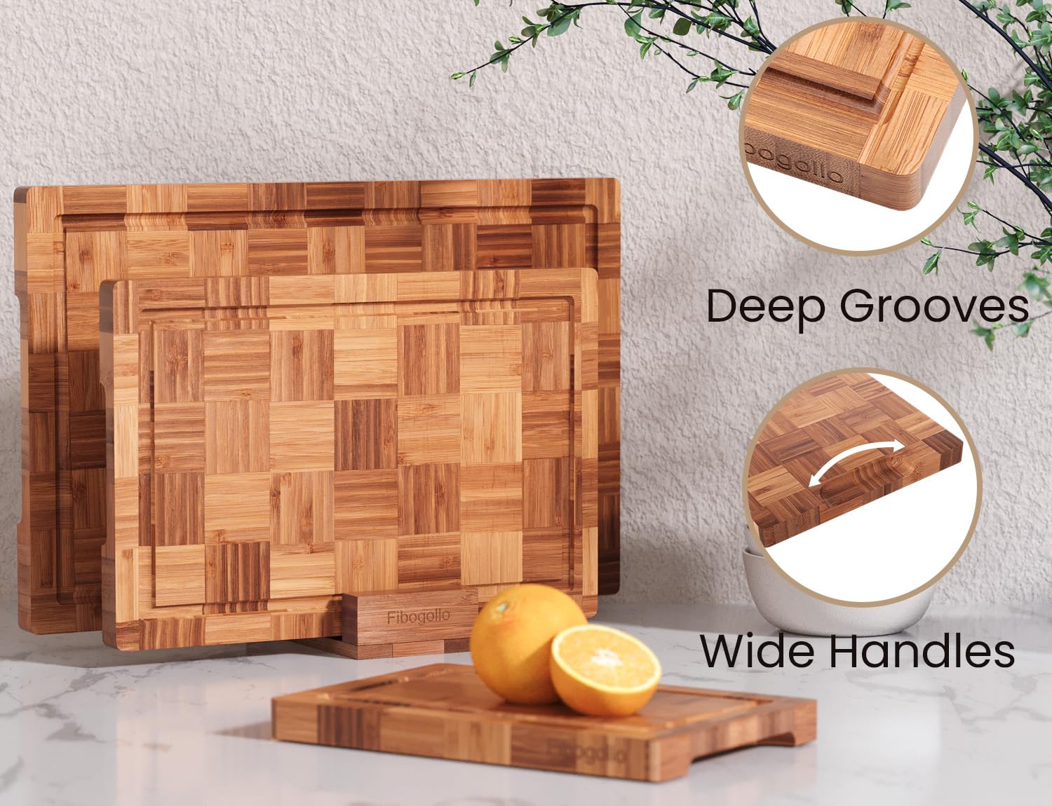 Fibogollo close-up of deep juice groove, prevents countertop spills