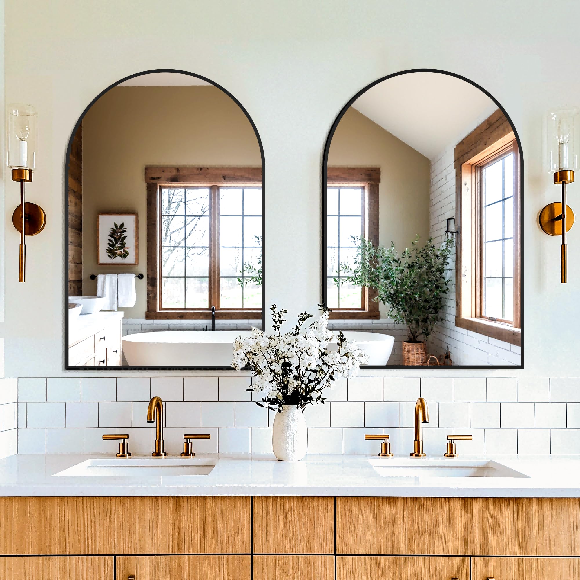 FICTOR mirror leaning against wall offering flexible styling and easy setup