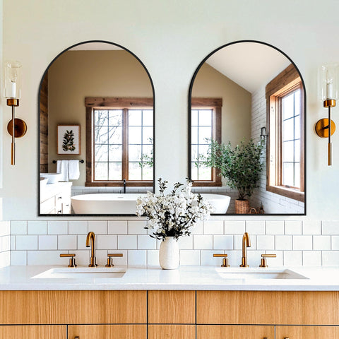 FICTOR mirror leaning against wall offering flexible styling and easy setup