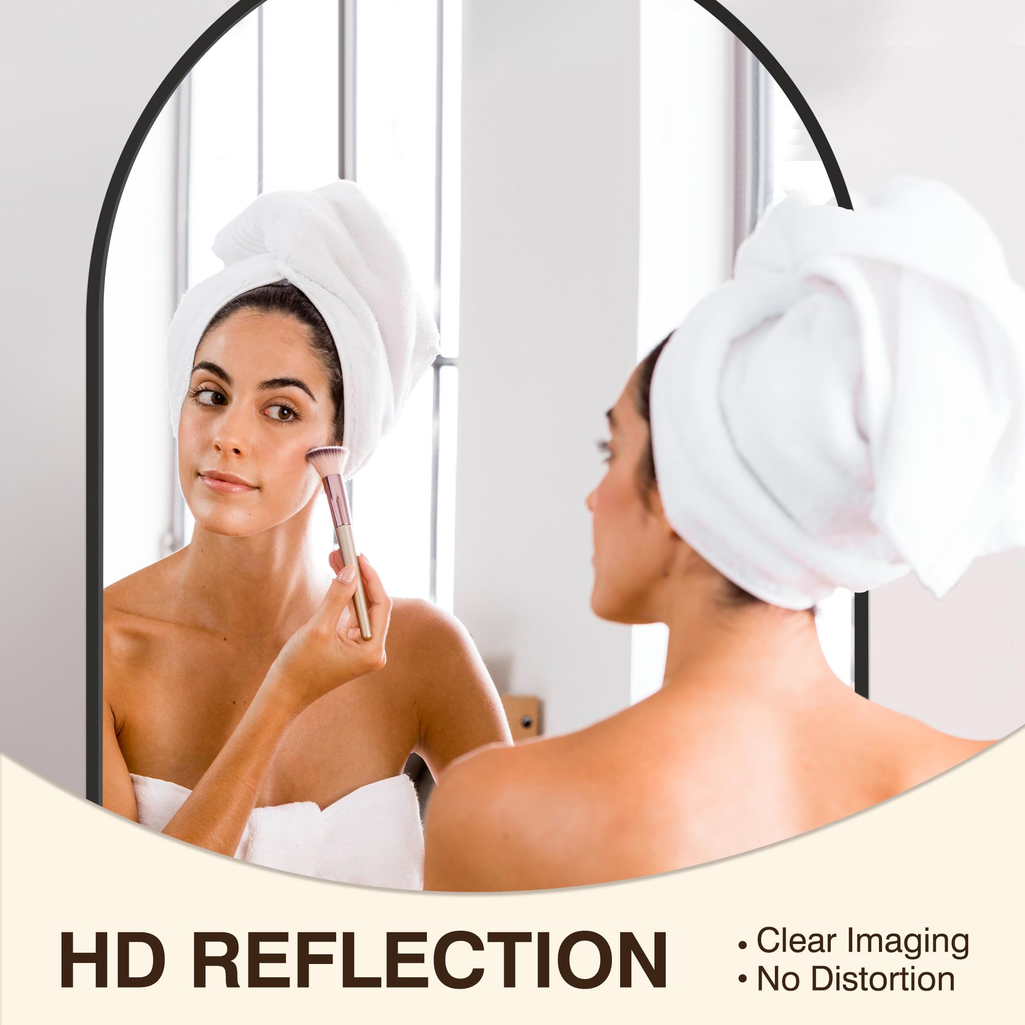 FICTOR mirror mounted above vanity enhancing lighting and grooming visibility