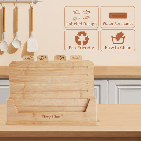 Fiery Chef board beside kitchen knife to show generous 14.56" x 11" work area