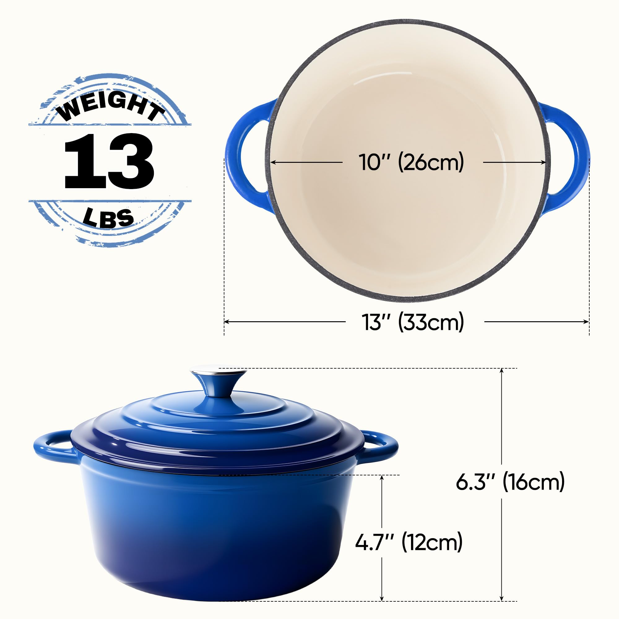 Fijinhom Dutch oven searing meat on stovetop demonstrating even heat distribution