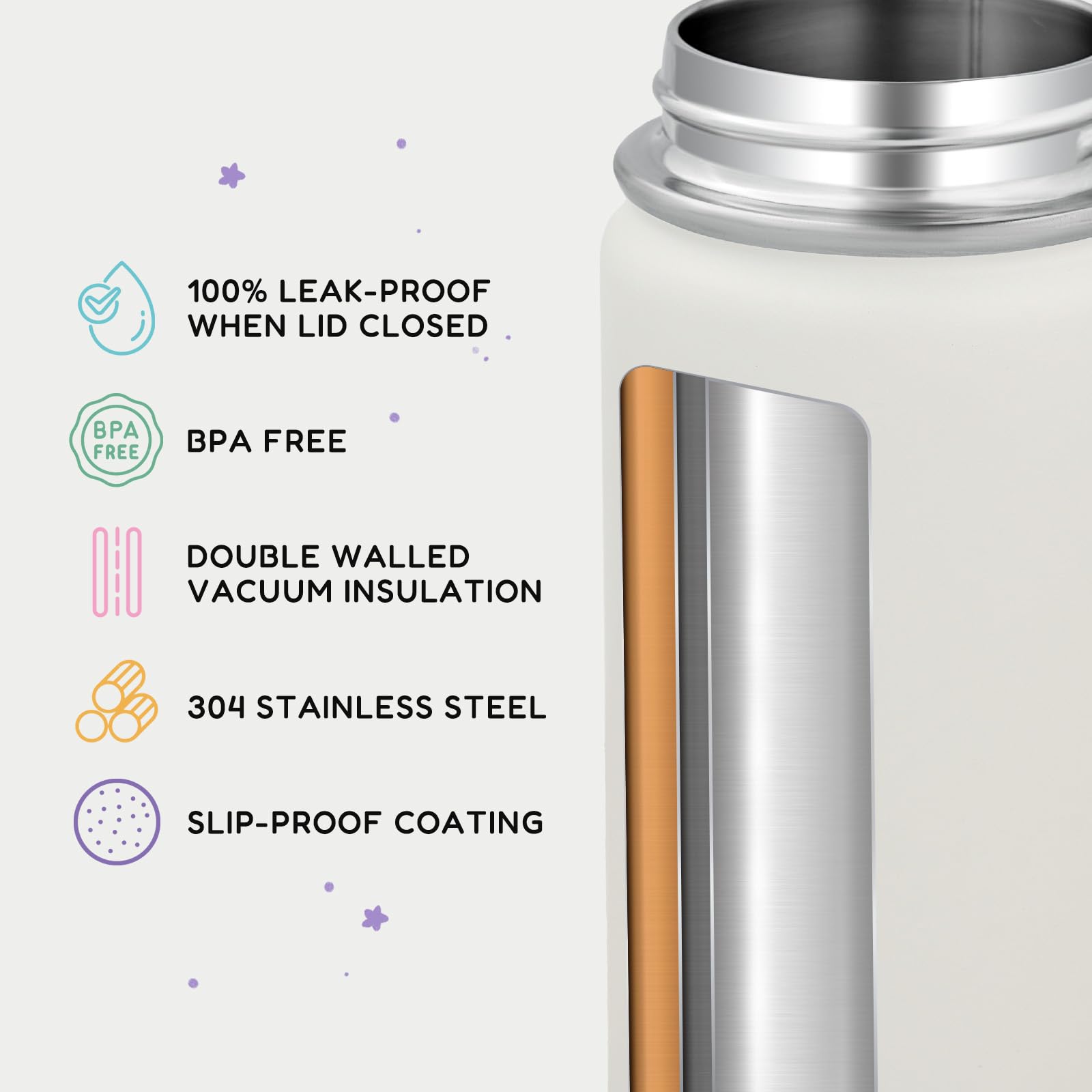 Fijinhom stainless steel texture detail emphasizing durable, BPA-free construction