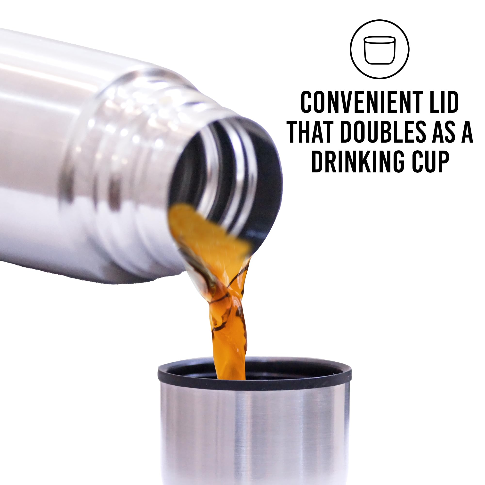 Fijoo lid with attached cup assembled ready to drink, convenient on-the-go benefit