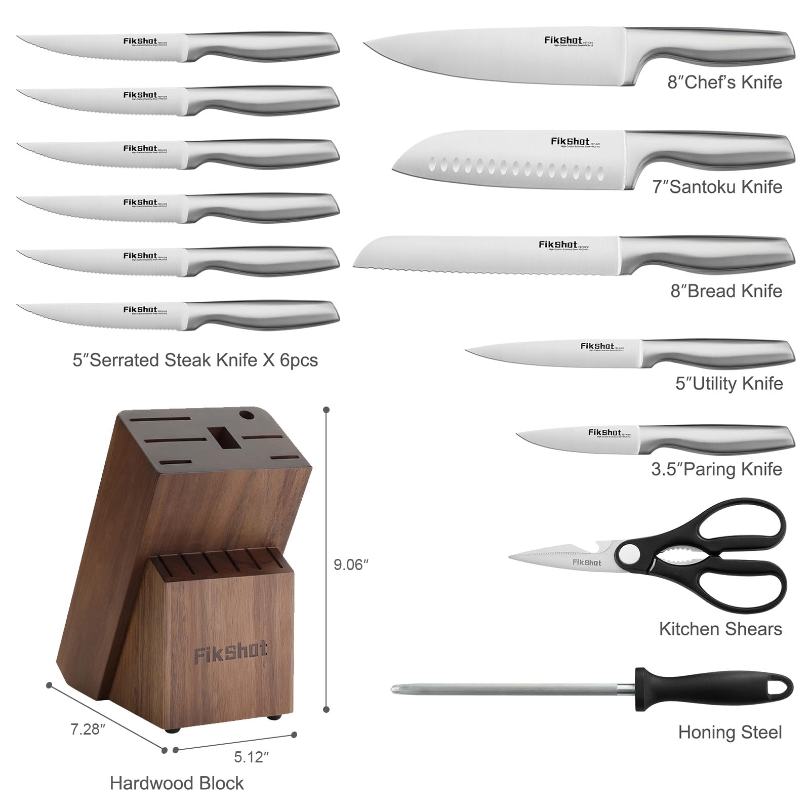 FikShot chef knife held in hand for size and ergonomic balance