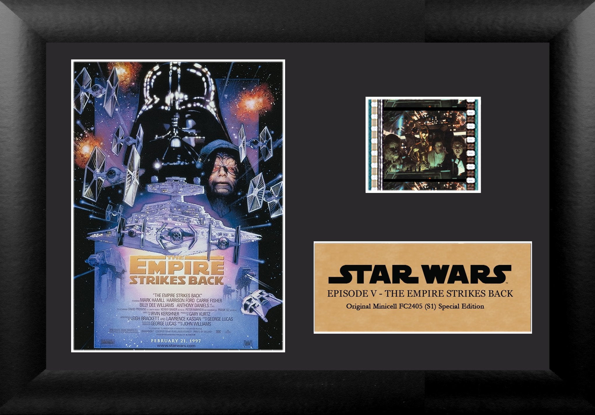 FILMCELLS front view showing framed MiniCell presentation and visible film strip benefit display-ready collectible