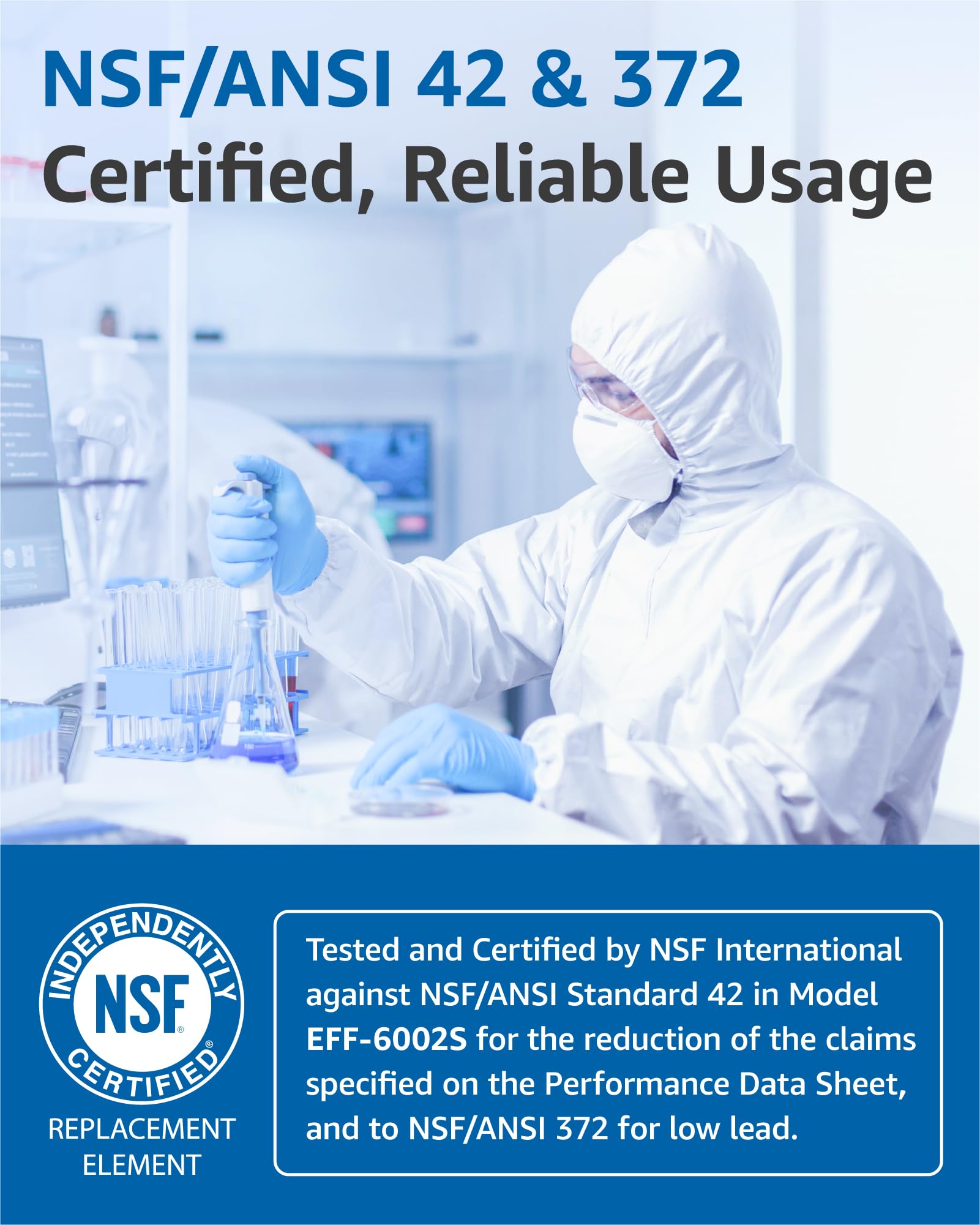 Filterlogic side label with specifications and compatibility benefit highlighted