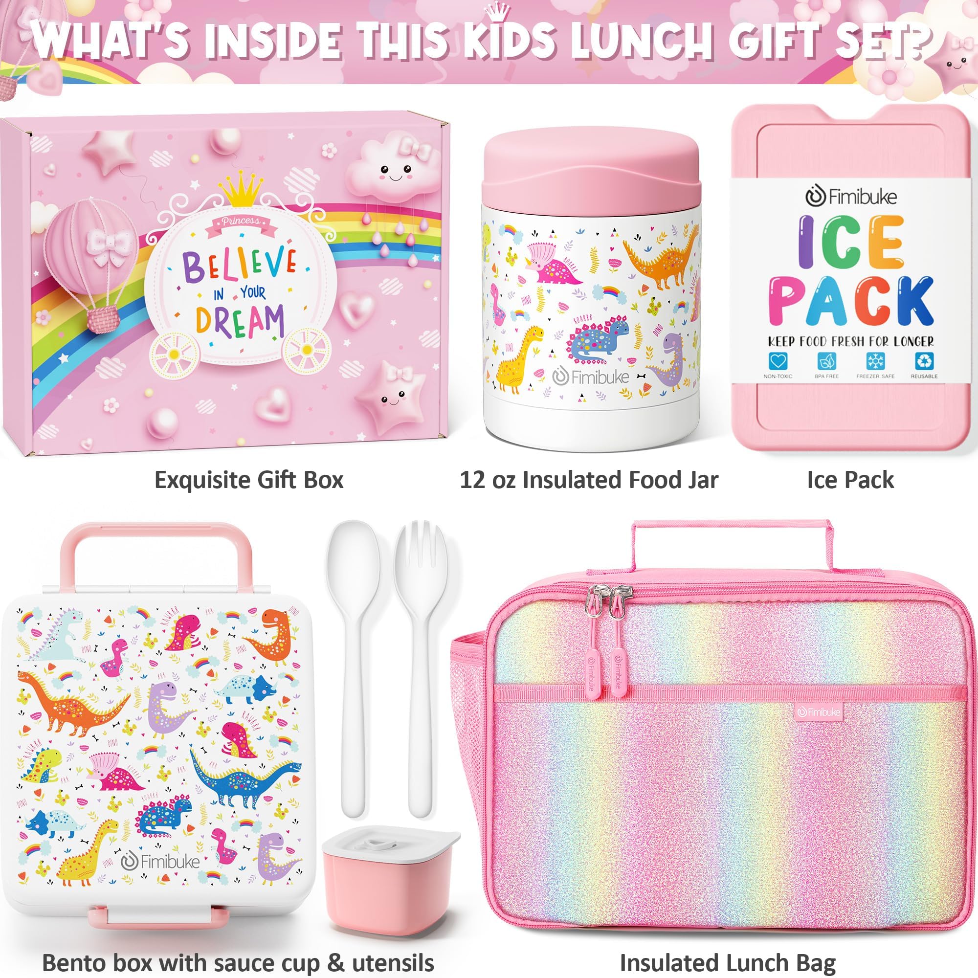 Fimibuke bento box open with four sealed compartments for separate foods