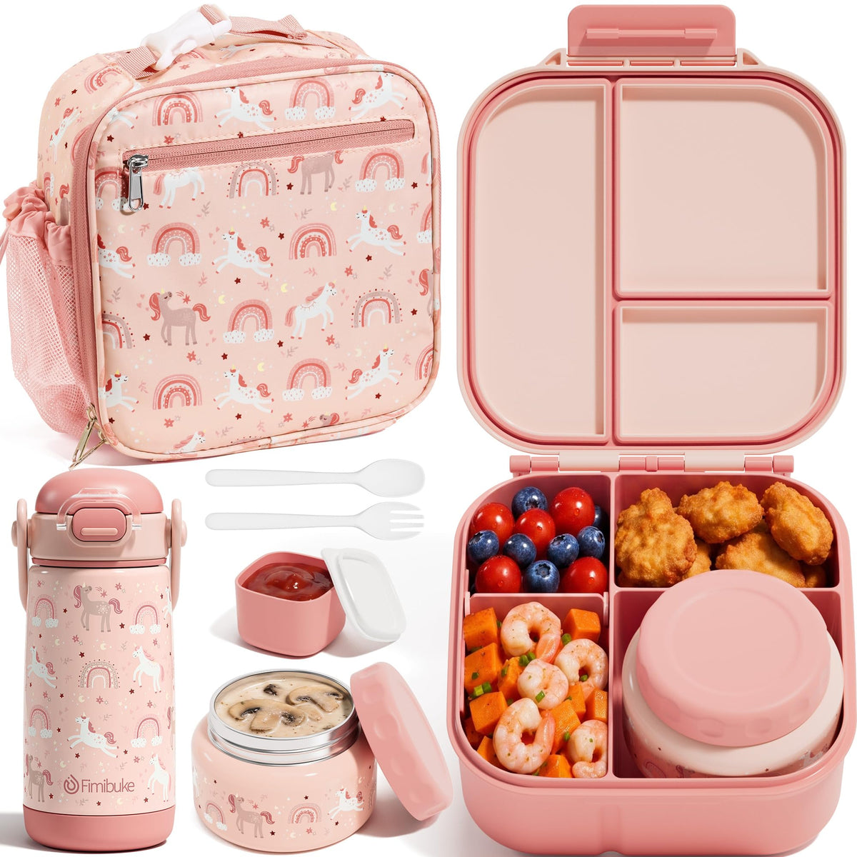 Fimibuke bento front view showing compartments and durable shell for organized meals