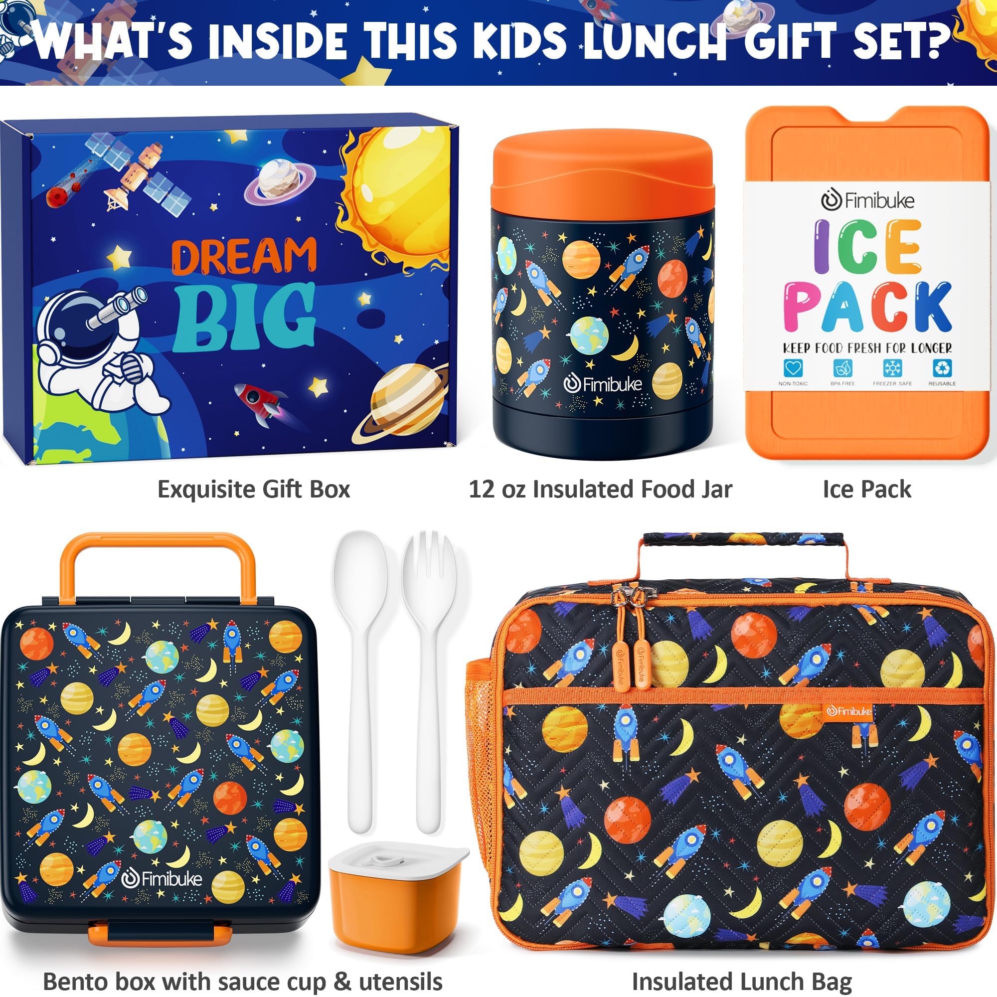 Fimibuke bento top view with four compartments keeping foods separated and fresh