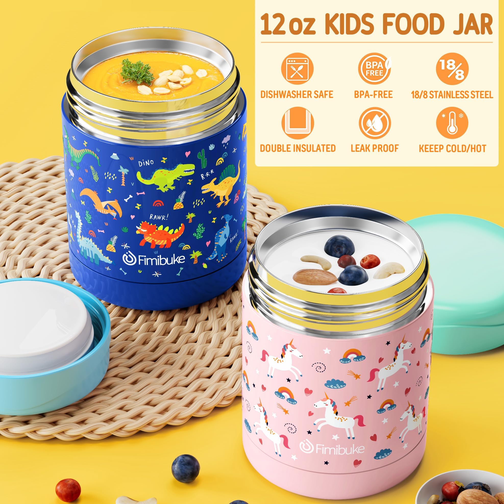Fimibuke close-up cartoon pattern appealing to kids and encouraging mealtime