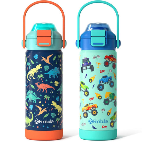 Fimibuke front view showing bottle and colorful kid design, boosts appeal