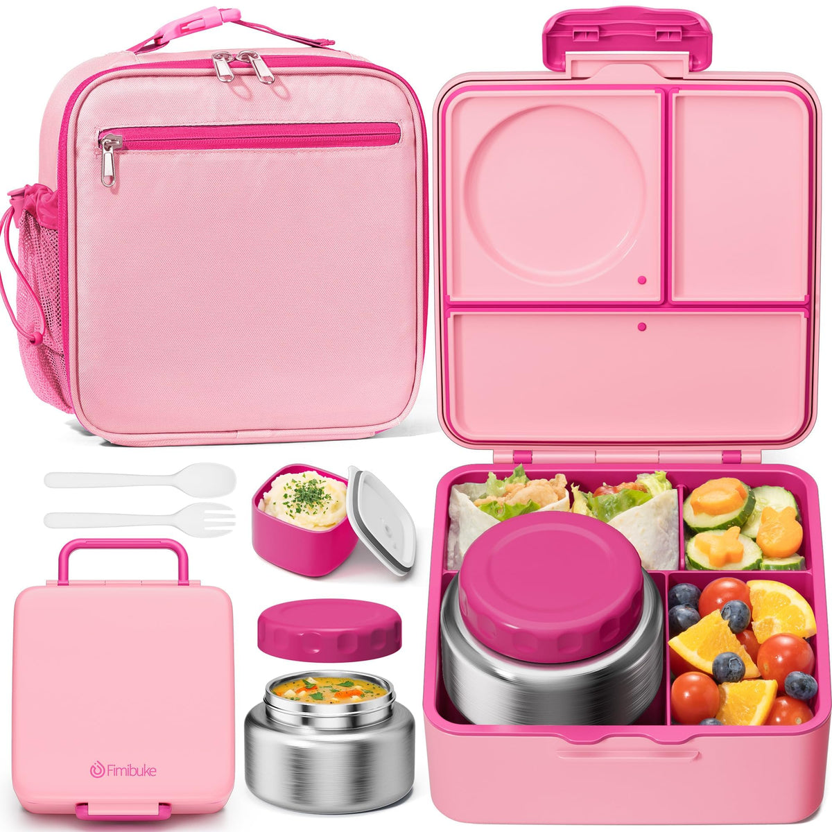Fimibuke front packaging showing full 6-piece lunch set and organized contents